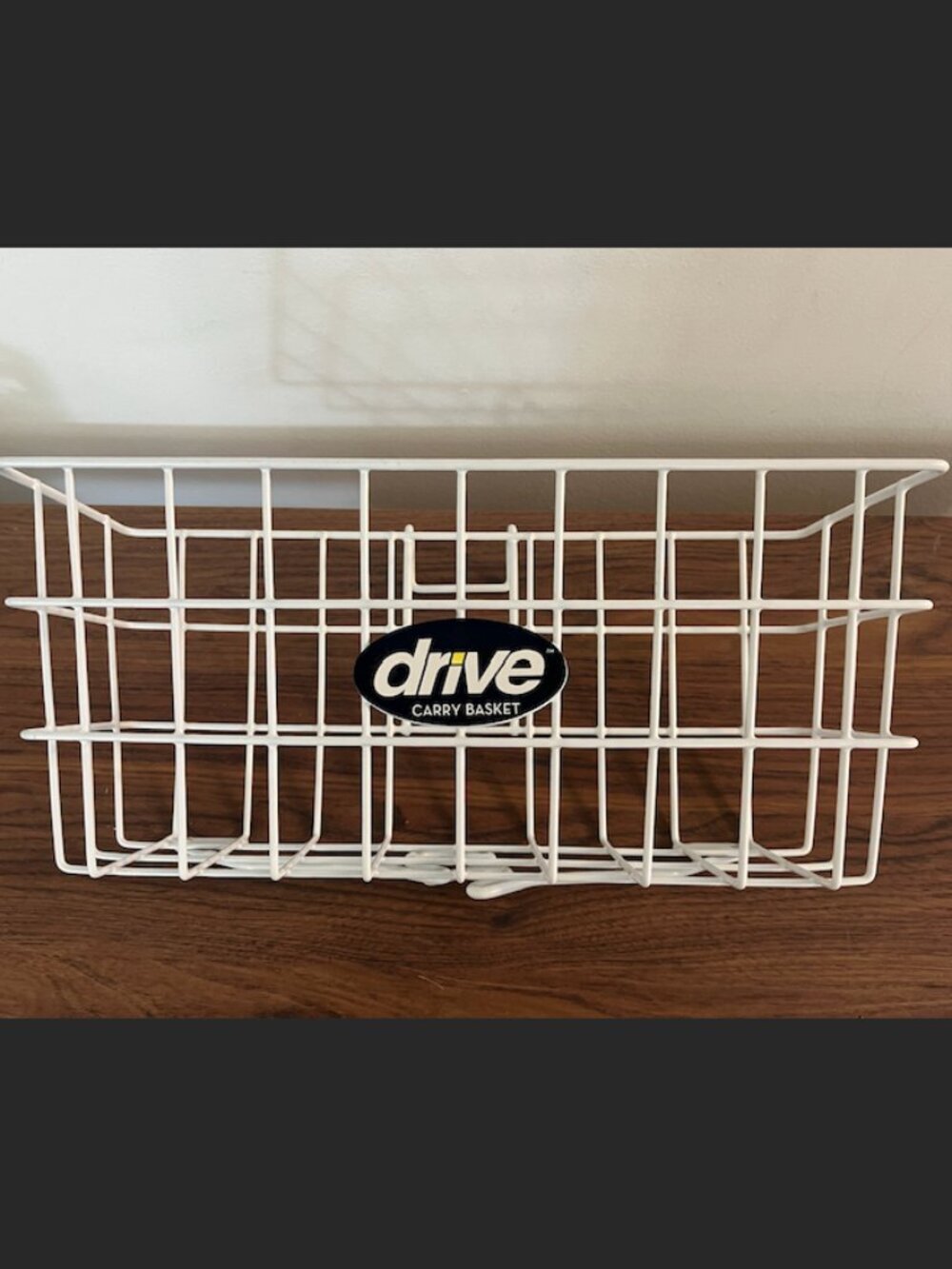 Drive Medical Walker Wheelchair Carry Basket White Metal Frame 16" x 5.8" x 7”